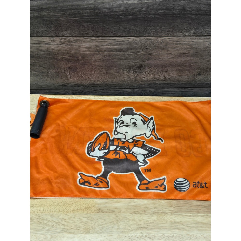 Cleveland Browns Rally Towel Brownie the Elf Mascot Go Browns AT&T Orange White